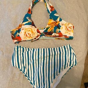 Striped and Floral Bikini NWT